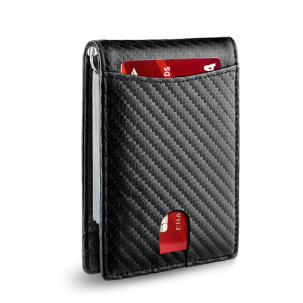Men's Carbon Fiber Wallet with Anti-Theft Money Clip