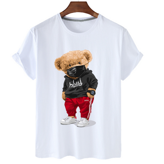 Bear Print Men's Cotton T Shirt