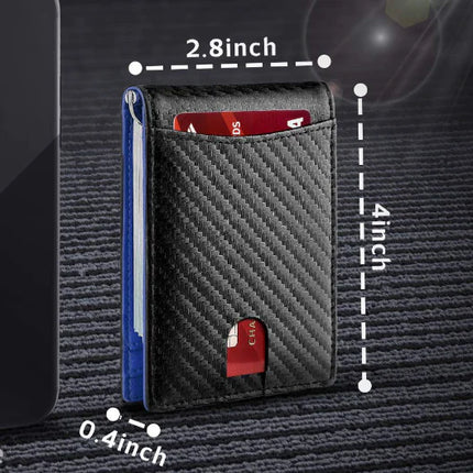 Men's Carbon Fiber Wallet with Anti-Theft Money Clip