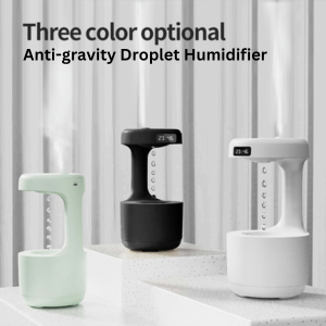 Anti-gravity Droplet Humidifier, 2023 New Bedroom Anti-gravity Humidifier, 800ml Water Capacity Mini Air Humidifier with LED Smart Display Clock, USB rechargeable Quiet Humidifier