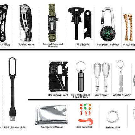 Emergency Survival Gear Kits 60 in 1 Outdoor Gear Tools Box Kit Set