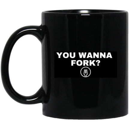 Wanna Fork 11oz Black Coffee Mug