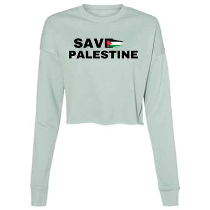 Save Palestine Ladies' Cropped Fleece Crew