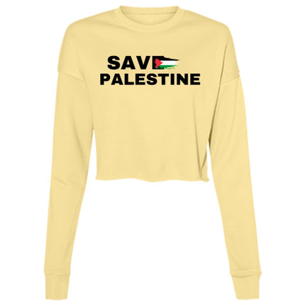 Save Palestine Ladies' Cropped Fleece Crew