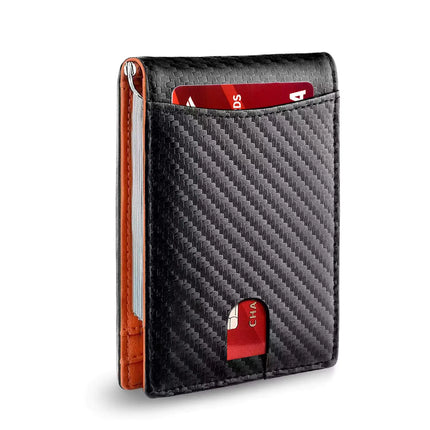 Men's Carbon Fiber Wallet with Anti-Theft Money Clip