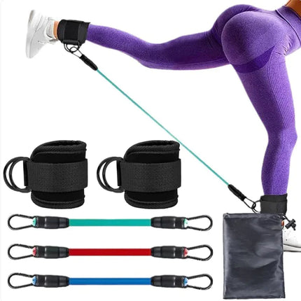 Ankle Resistance Bands Set, Ankle Tube Band with Adjustable, 60LB Three Different Pound Resistance Bands, Recoils and Glutes Workouts, Legs Resistance Bands with Ankle Strap for Women & Men
