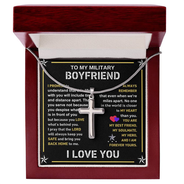 To My Military Boyfriend Cross Necklace