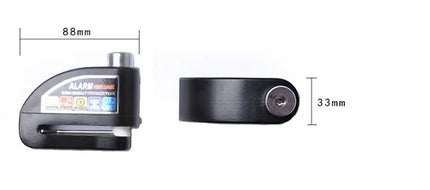 Alarm Disc Lock, Reinforced Disc Brake Lock with 3 keys, Heavy Duty Anti-Theft Motorcycle Lock with Alarm,110dB, Weather-Resistant, Reminder Cable, Pouch, Motorbike Moped E-Bike