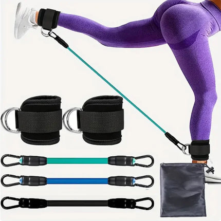 Ankle Resistance Bands Set, Ankle Tube Band with Adjustable, 60LB Three Different Pound Resistance Bands, Recoils and Glutes Workouts, Legs Resistance Bands with Ankle Strap for Women & Men