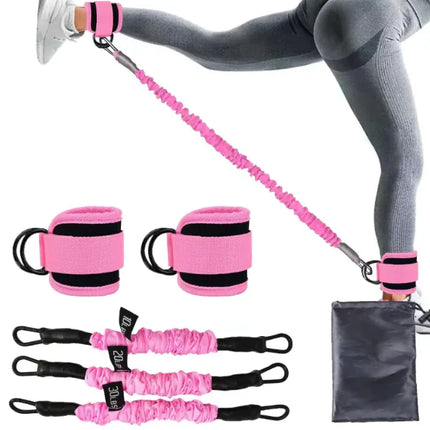 Ankle Resistance Bands Set, Ankle Tube Band with Adjustable, 60LB Three Different Pound Resistance Bands, Recoils and Glutes Workouts, Legs Resistance Bands with Ankle Strap for Women & Men
