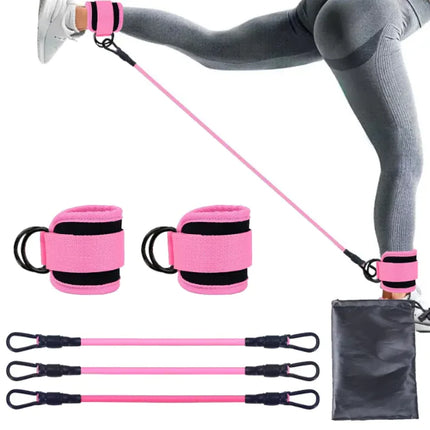 Ankle Resistance Bands Set, Ankle Tube Band with Adjustable, 60LB Three Different Pound Resistance Bands, Recoils and Glutes Workouts, Legs Resistance Bands with Ankle Strap for Women & Men