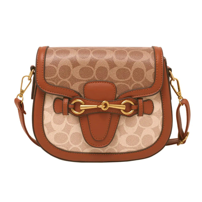 Women Small Crossbody Bags Women Golden Buckle Leather Purse Handbag Fashion Design (brown)