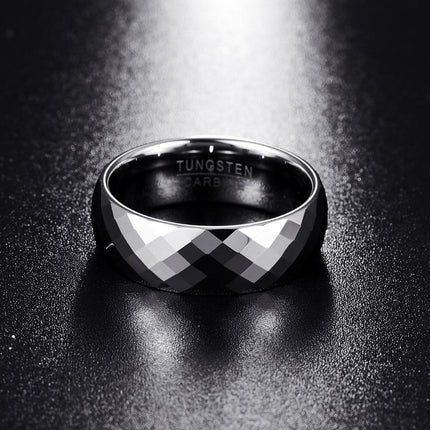 Faceted Silver Tungsten Ring