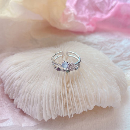Crystal Flower Adjustable Rings