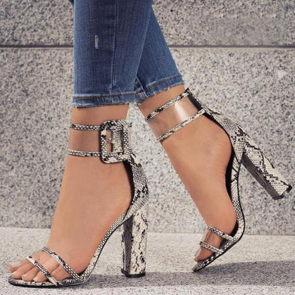 Women heels sexy comfortable hollow Chunky heeled Ankle Strap sandals