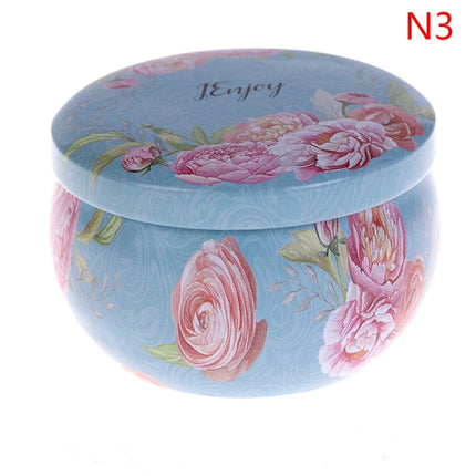 Scented candle with printed Tin Can Fragrance Handmade Natural Soy Wax