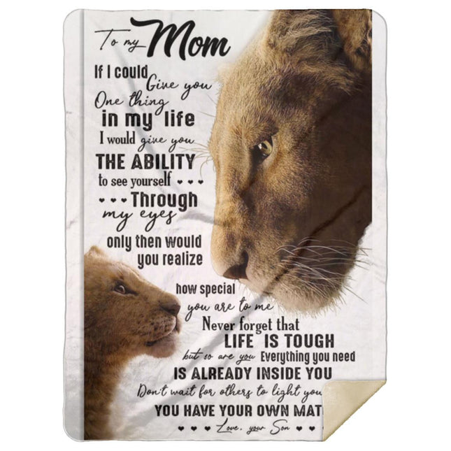 To My Mom Lion-Son-Gift- Premium Mink Sherpa Blanket