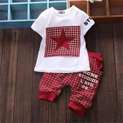 summer kids clothes sets t-shirt+pants suit Star Printed newborn sport suits