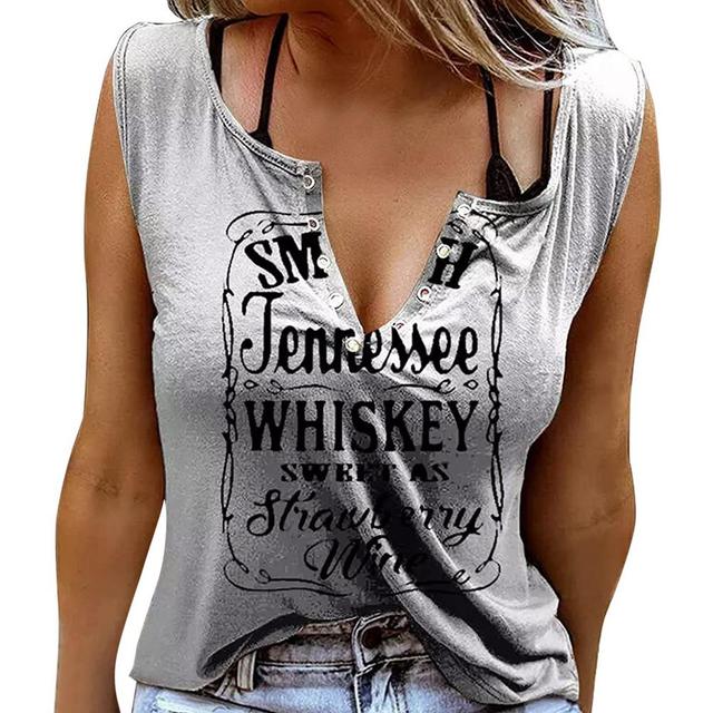Vest Letter Printing V-Neck Sleeveless T-Shirt For Women Casual Ladies Summer Top Loose Vest Street Print Clothing