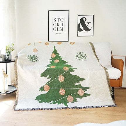 Kawaii Girl Soft Throw Blanket Christmas Tree Knitted Blankets for Bed Sofa Travel Camping Kids Adults Warm New Years Gift Xmas