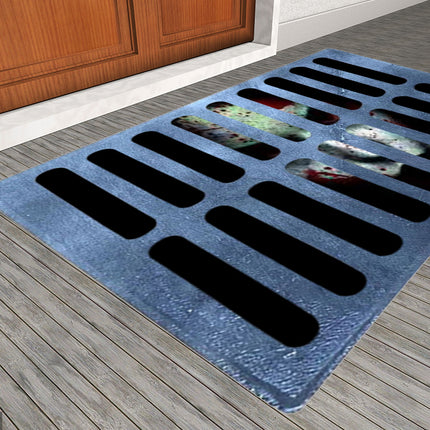 Halloween Doormat Clown Trap Horror Floor Pad 3D Illusion Doormat Funny Horror Door Mat