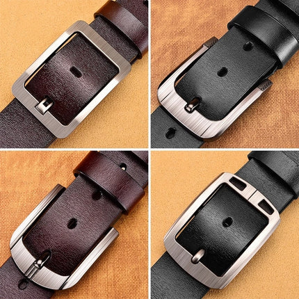 Genuine Leather For Men&#39;s High Quality Buckle Jeans Cowskin Casual Belts Business Cowboy Waistband Male Fashion Designer 2022New