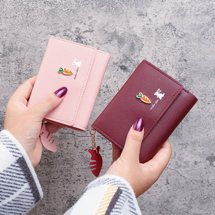 Wallet Cute Rabbit Short Wallet Leather Small Purse Girls Money Bag Card Holder