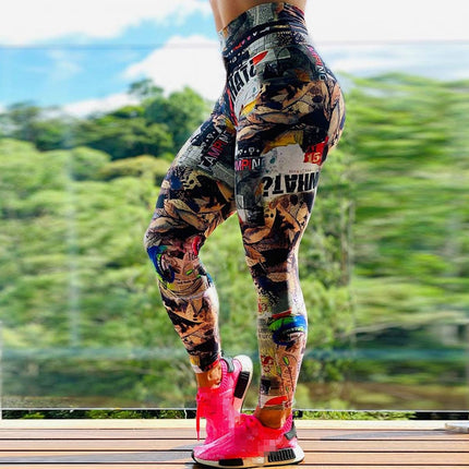 Women Leggings Workout Sport Legging Digital Print Stretch Fitness Running Pants High Waist Push Up Leggins
