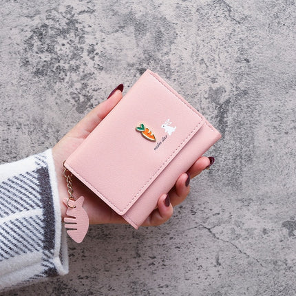 Wallet Cute Rabbit Short Wallet Leather Small Purse Girls Money Bag Card Holder