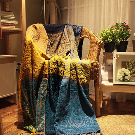 Mediterranean American Chenille Sofa Cushion Colorful Large Cobertor Blanket With Tassel