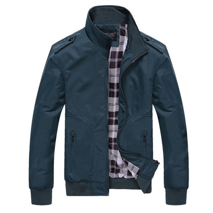 Men Jacket Casual Bomber Zipper Coat Pure Colors Windbreaker Outerwear