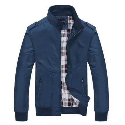 Men Jacket Casual Bomber Zipper Coat Pure Colors Windbreaker Outerwear