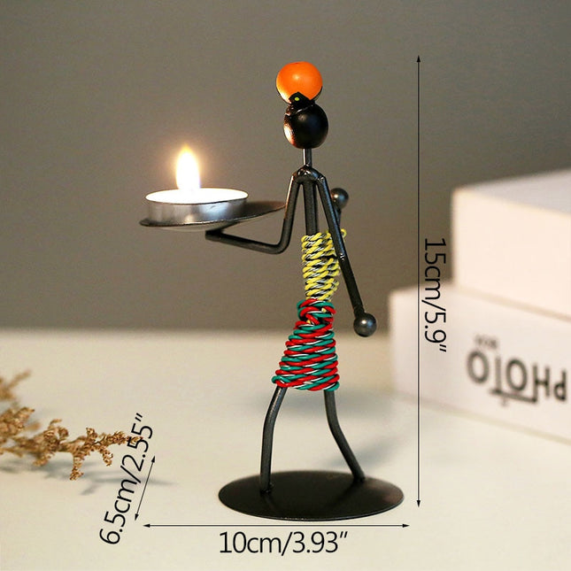 Metal Candlestick Abstract Character Sculpture Candle Holder Decor Handmade Figurines
