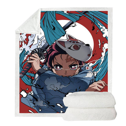 3D Anime Home Textile Demon Slayer Flannel Fleece Blanket