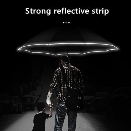 Automatic Umbrella With Reflective Stripe Reverse Led Light