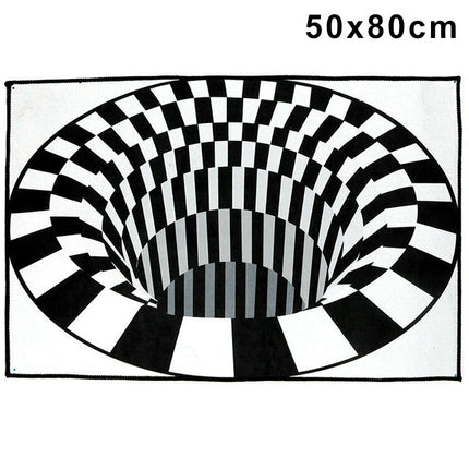 3D Swirl Print Optical Illusion Areas Rug Carpet Floor Pad Non-Slip Doormat Mats