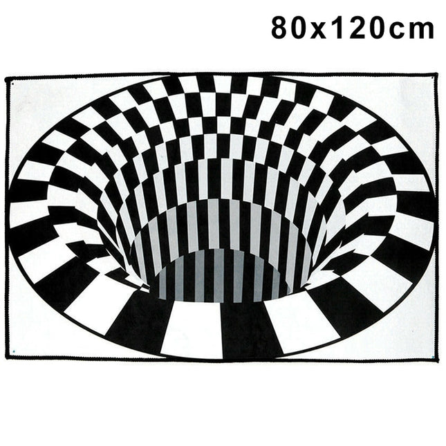 3D Swirl Print Optical Illusion Areas Rug Carpet Floor Pad Non-Slip Doormat Mats