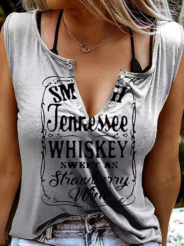 Vest Letter Printing V-Neck Sleeveless T-Shirt For Women Casual Ladies Summer Top Loose Vest Street Print Clothing
