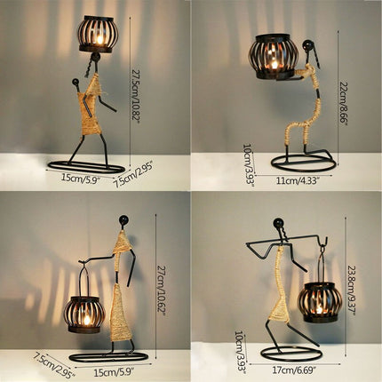Metal Candlestick Abstract Character Sculpture Candle Holder Decor Handmade Figurines