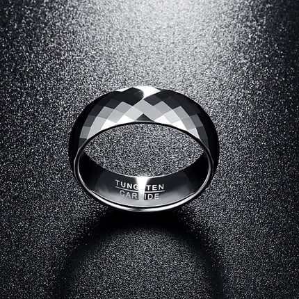 Faceted Silver Tungsten Ring