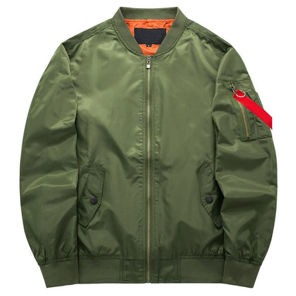 Men Jacket New Fashion Casual Men Coat Pilot Bomber Jacket Solid O-Neck Collar