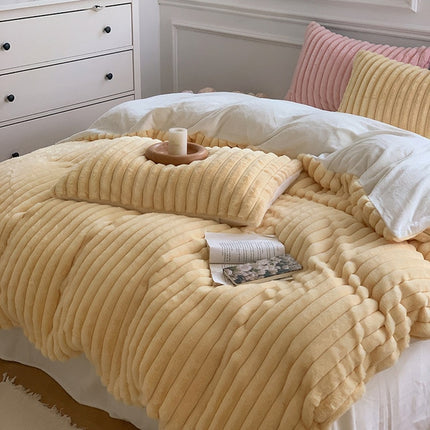 Rabbit Velvet Duvet Cover Set for 4 Pcs Warmth Bedding Sets High-end Thicken Plush Bedding