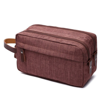 New Casual Canvas Cosmetic Bag with Leather Handle Travel Men Wash Shaving Women Toiletry Storage Waterproof Organizer Bag